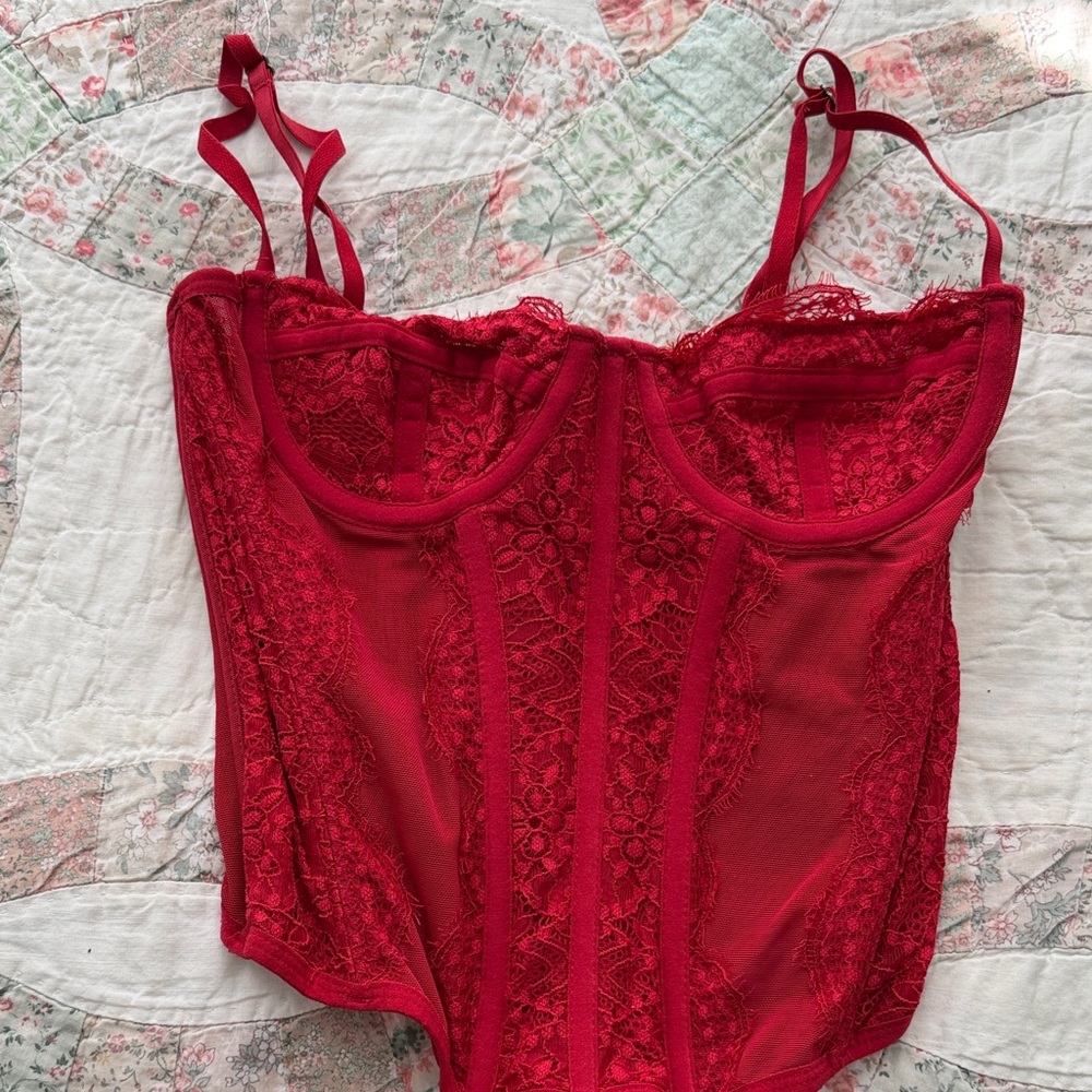 Urban Outfitters Red Lace Corset Top